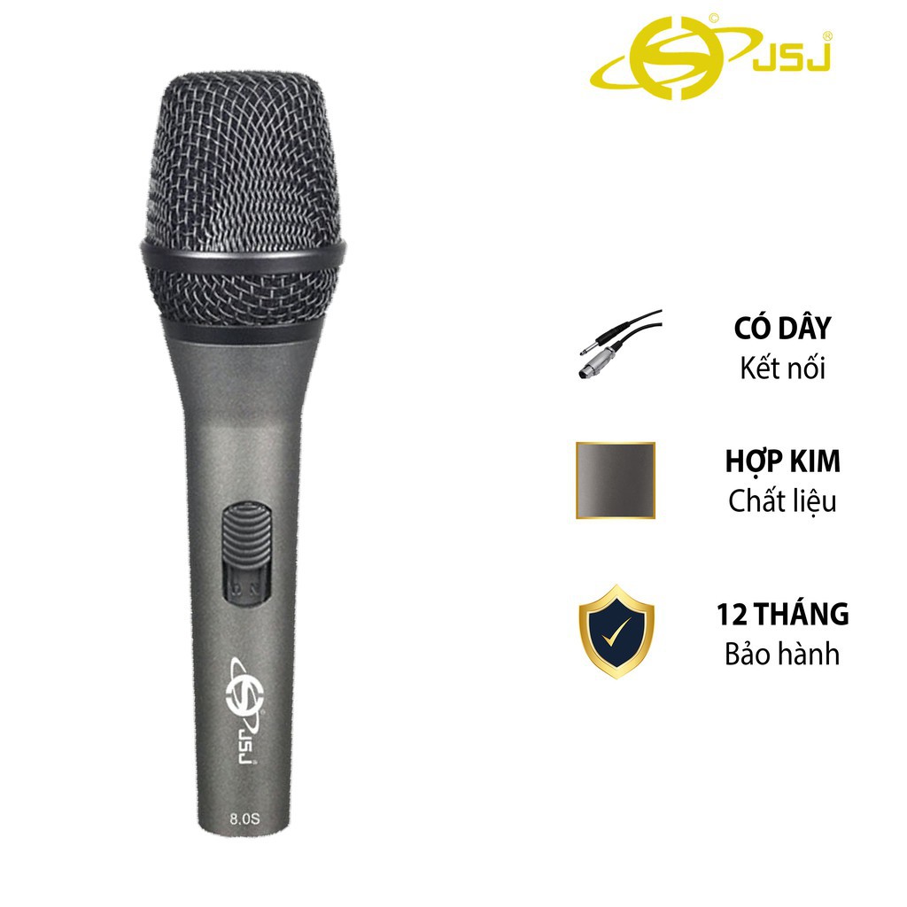 [Bán chạy nhất] Micro karaoke có dây JSJ GL-8.0S thiết kế lưới tản nhiệt cổ điển, giảm tạp âm, chống nhiễu, thân kim loạ