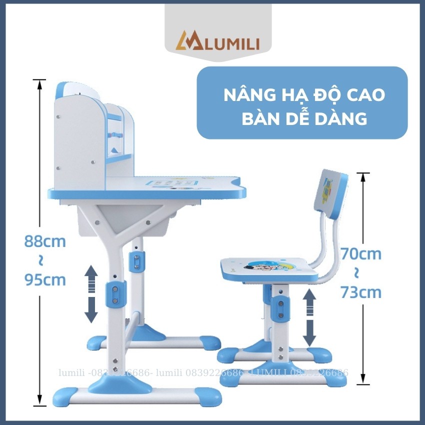 Bộ bàn học sinh Lumili D1 có giá sách chống gù chống cận, bàn học thông minh kèm kệ sách phù hợp cho học sinh tiểu học | BigBuy360 - bigbuy360.vn