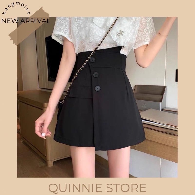 Quần giả váy cạp cao vạt lệch tôn dáng fullsize, quần shorts nữ cạp cao khoá kéo dáng chữ A