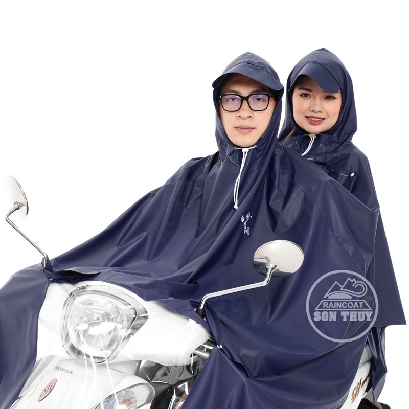 Áo mưa choàng 2 mũ vải nhựa PVC nhập khẩu chính hãng Sơn Thuỷ đa dạng màu nam nữ