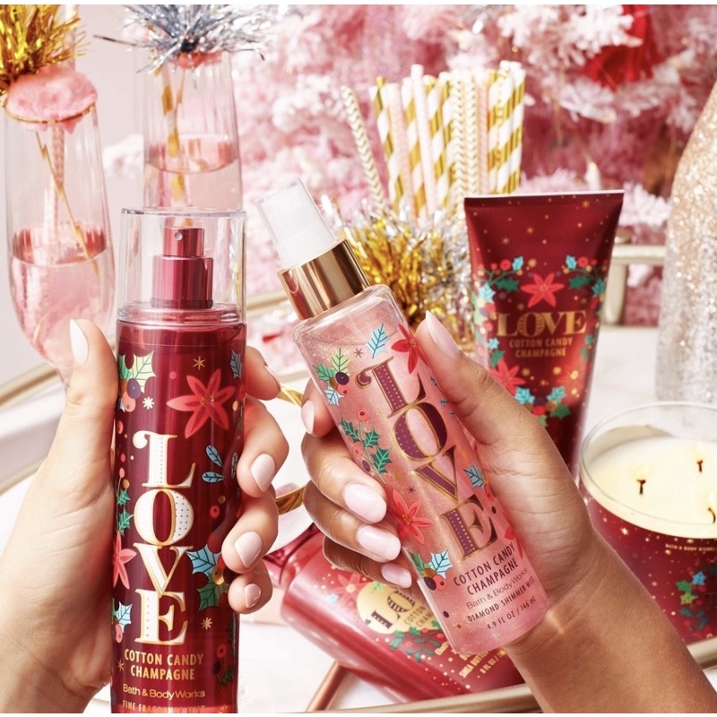 LOVE COTTON CANDY CH.A.M.PA.GNE [CHRISTMAS 2021] Xịt Thơm Toàn Thân Body Mist Bath &amp; Body Works 236ml USA