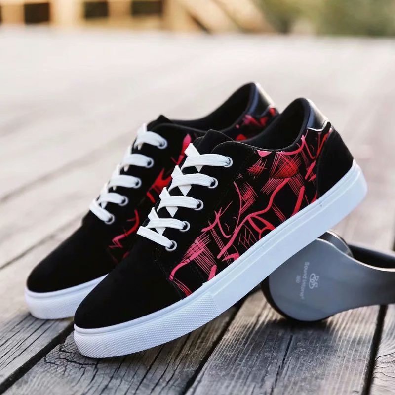 Giày nam sneaker cổ ngắn họa tiết đen trắng bền đẹp