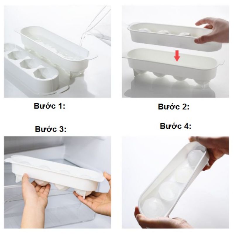 Khay làm  đá 4 viên loại tròn cao cấp nội địa Nhật Bản