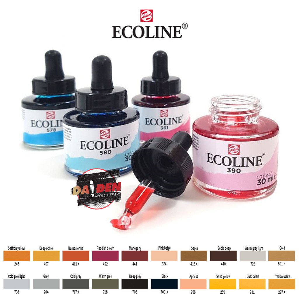 [DA ĐEN] Bảng 3 - Màu Nước Ecoline Talens 30ml Ống Nhỏ Giọt