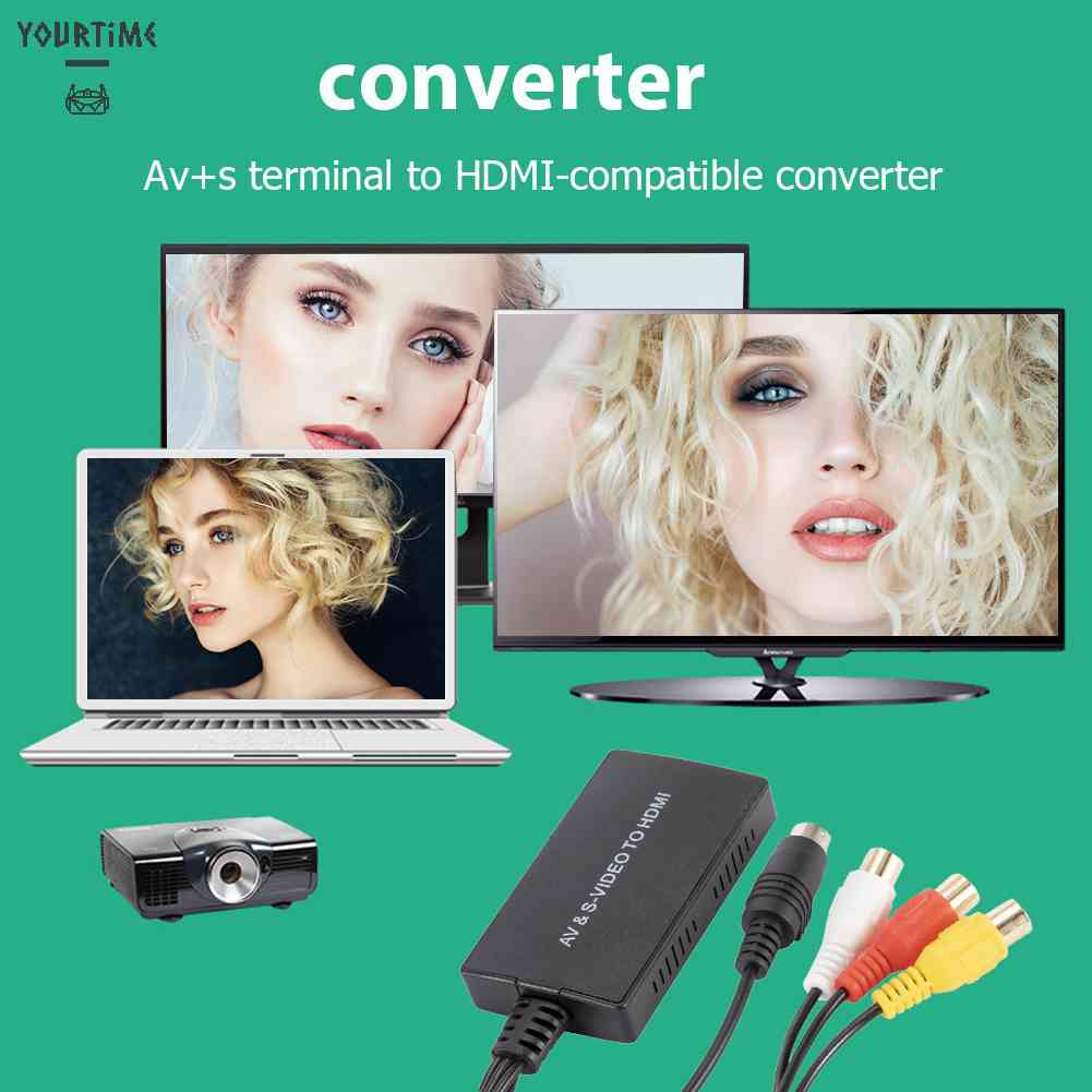 Bộ Chuyển Đổi RCA / AV S-Video Sang HDMI-compatible Đen
