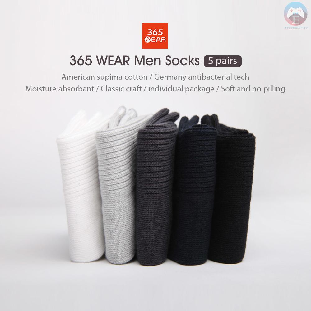 Ê Xiaomi Youpin 365WEAR 5 Pair Men Pima Cotton Sport Ankle Socks Antibacterial Sweat Absorbant Men Performance Cotton Socks 4 Season Wear Cotton Hosiery