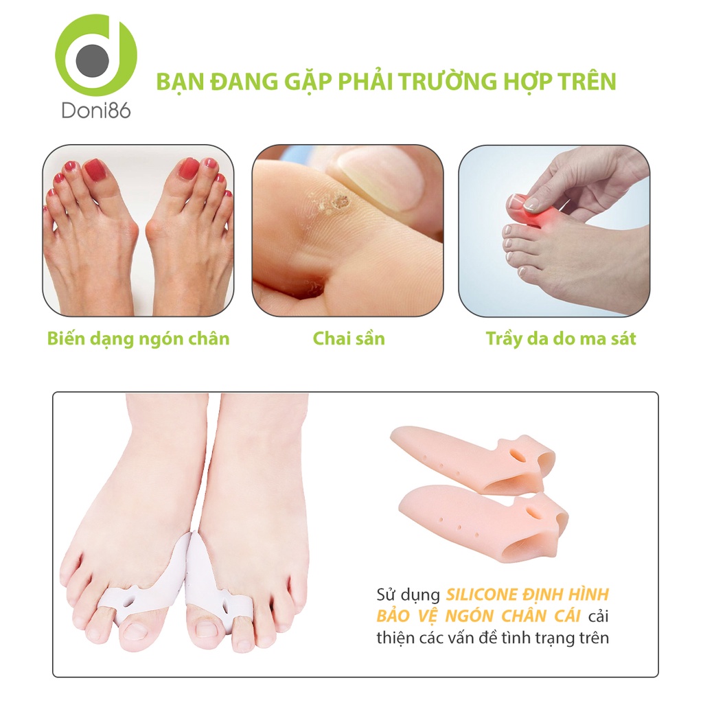 Bộ 2 miếng bảo vệ đinh hình ngón chân cái, tách ngón chân chất liệu Silicone - Doni - DOPK271