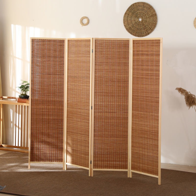 Màn khung bằng tre đan vách ngăn phòng khách ngủ văn sạn Trung Quốc đơn giản mái che xếp di động <