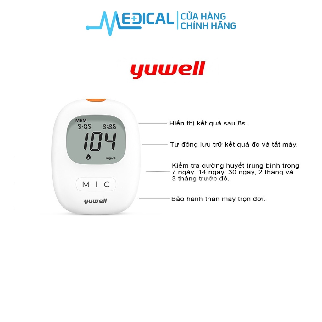 Máy đo đường huyết thế hệ mới YUWELL Accusure 710 ( MG/DL) kiểm tra đường huyết tại gia đình - MEDICAL