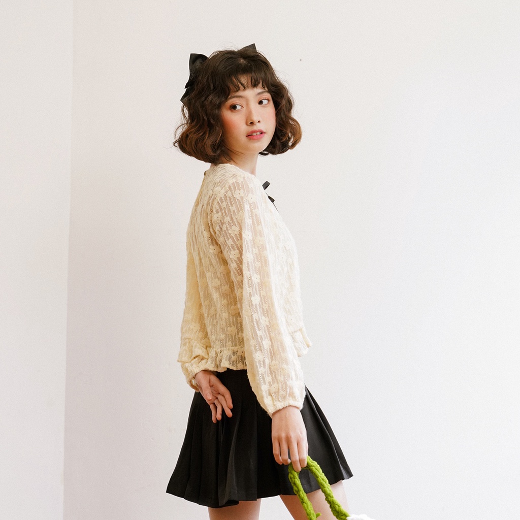 BLEUBIRD Áo ren buộc nơ HANAKO TOP