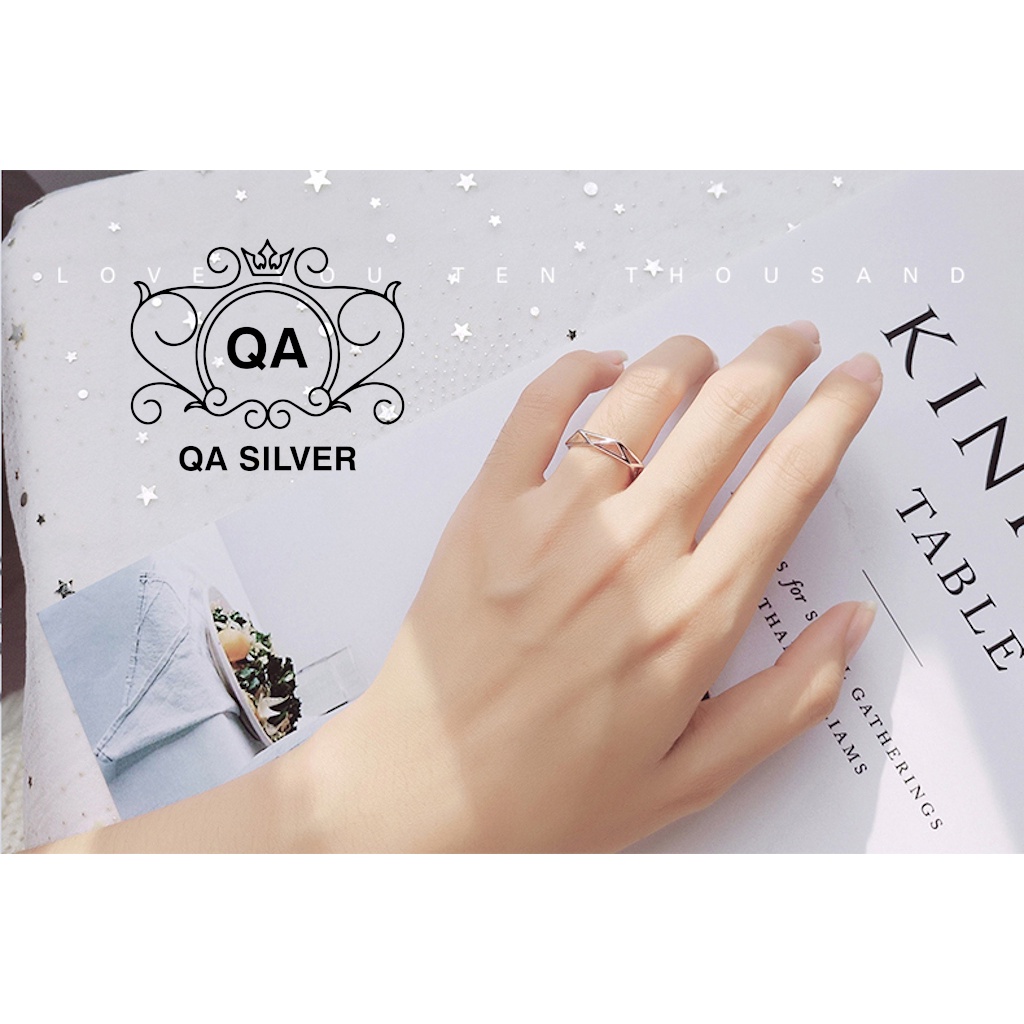 Nhẫn bạc 925 tam giác đan hình thoi nữ S925 GEOMETRIC QA SILVER Ring RI230301