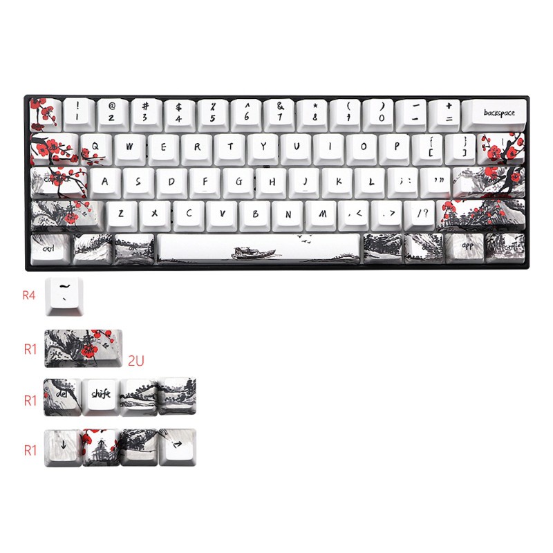 Nút Bàn Phím Cơ 71 Phím Họa Tiết Hoa Anh Đào Cho Gh60 Xd64 Dz60 Gk61 Gk64