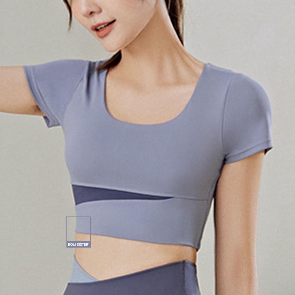 Áo lót tập Yoga - Gym croptop có tay thun co giãn 4 chiều BOM SISTER AT0060