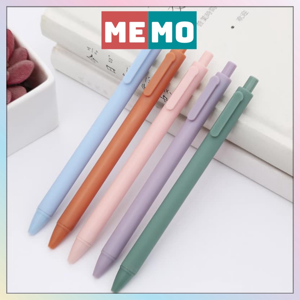 Bút bi gel mực đen vỏ màu macaron đầu 0,05mm MEMO