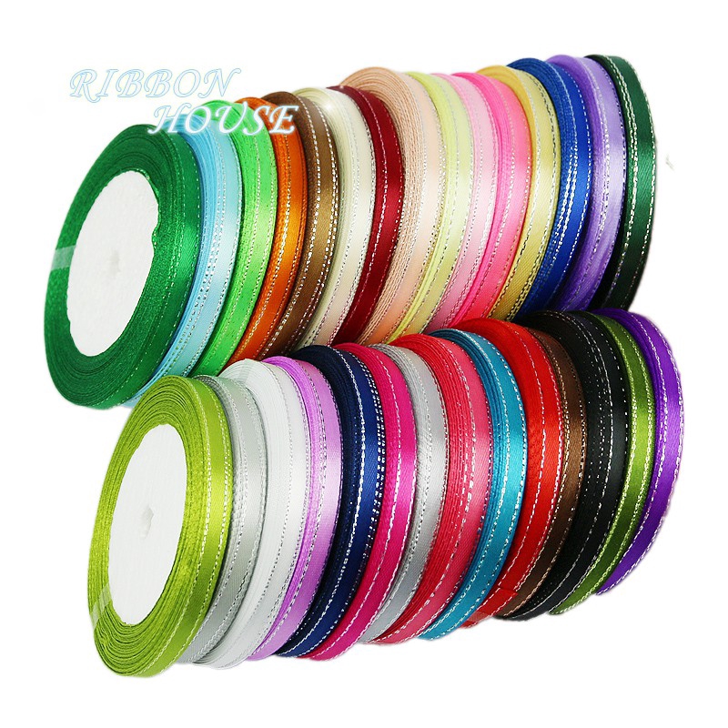Cuộn dây ruy băng satin màu bạc 6mm dài 25 yard chất lượng cao