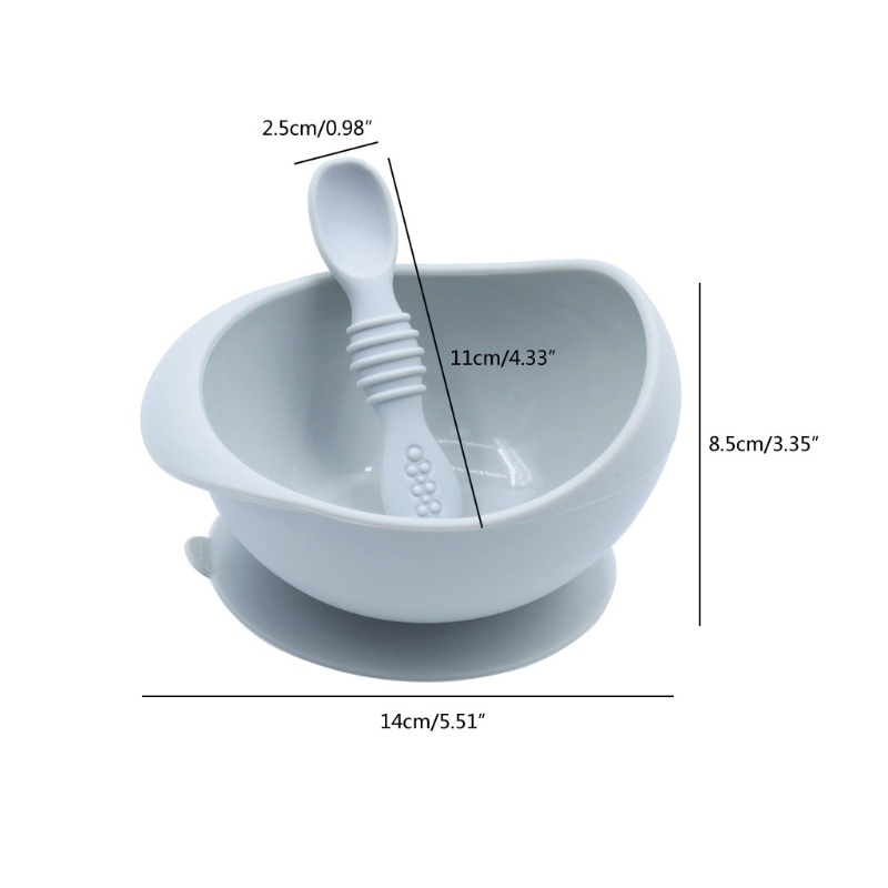 Bộ 2 Món Bát + Muỗng + Bát Ăn Bằng Silicone Cho Bé Sơ Sinh