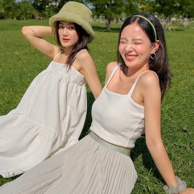 Áo thun 2 dây croptop vải cotton co giãn 4 chiều - ATTK021