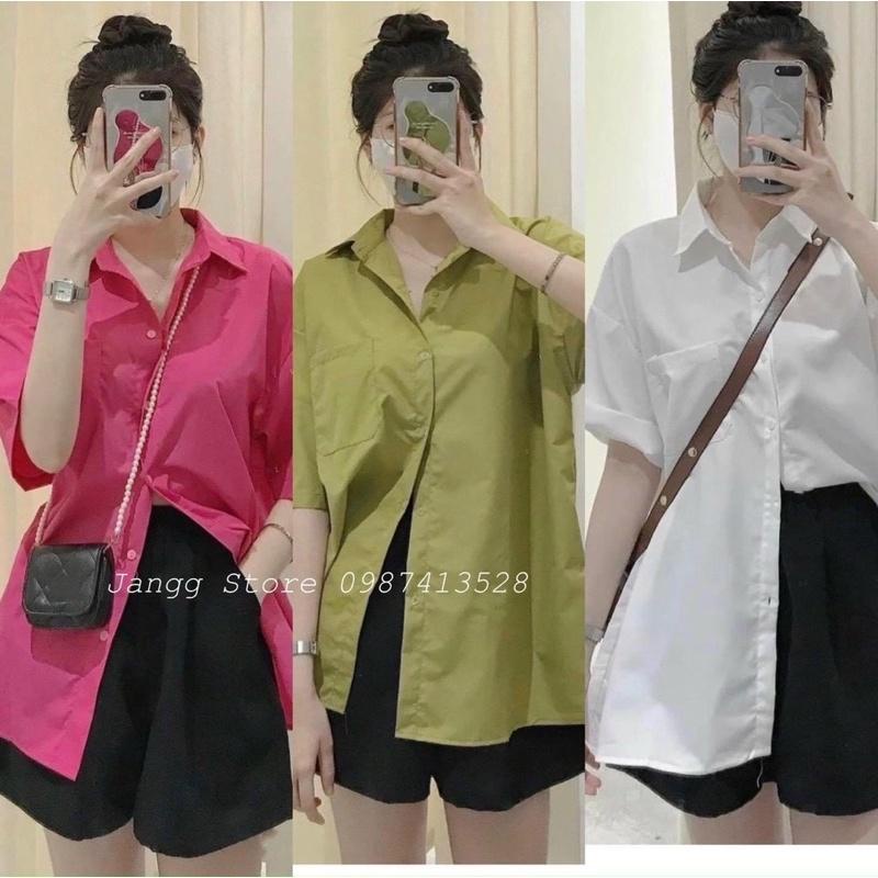 Áo sơ mi thô lụa cộc tay 1 túi nhiều màu sắc