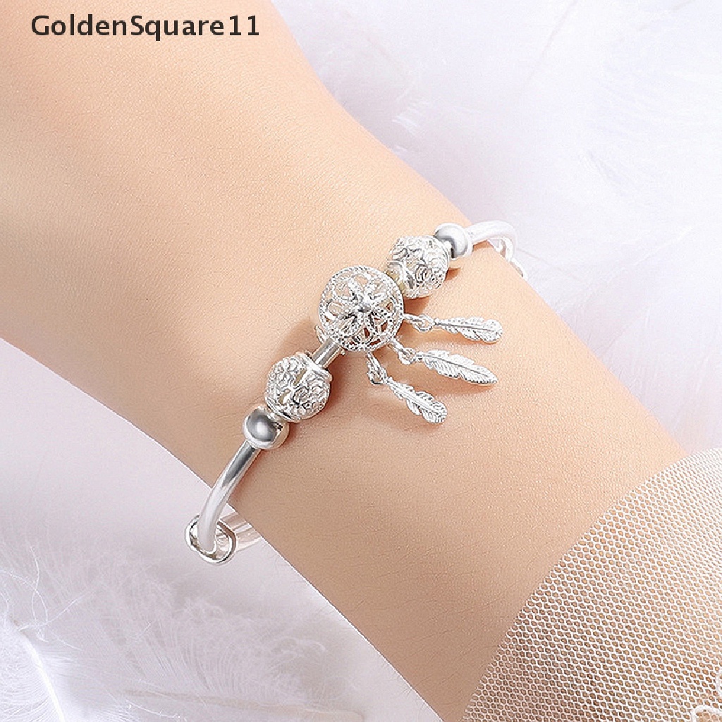 [Goldsquare11] Vòng Tay Dạng Lưới Giấc Mơ Đính Lông Vũ Tua Rua Thanh Lịch Thời Trang Cho Nữ