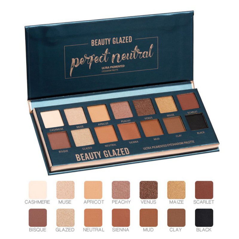 Bảng phấn mắt hiệu BEAUTY GLAZED có 14 màu lâu trôi