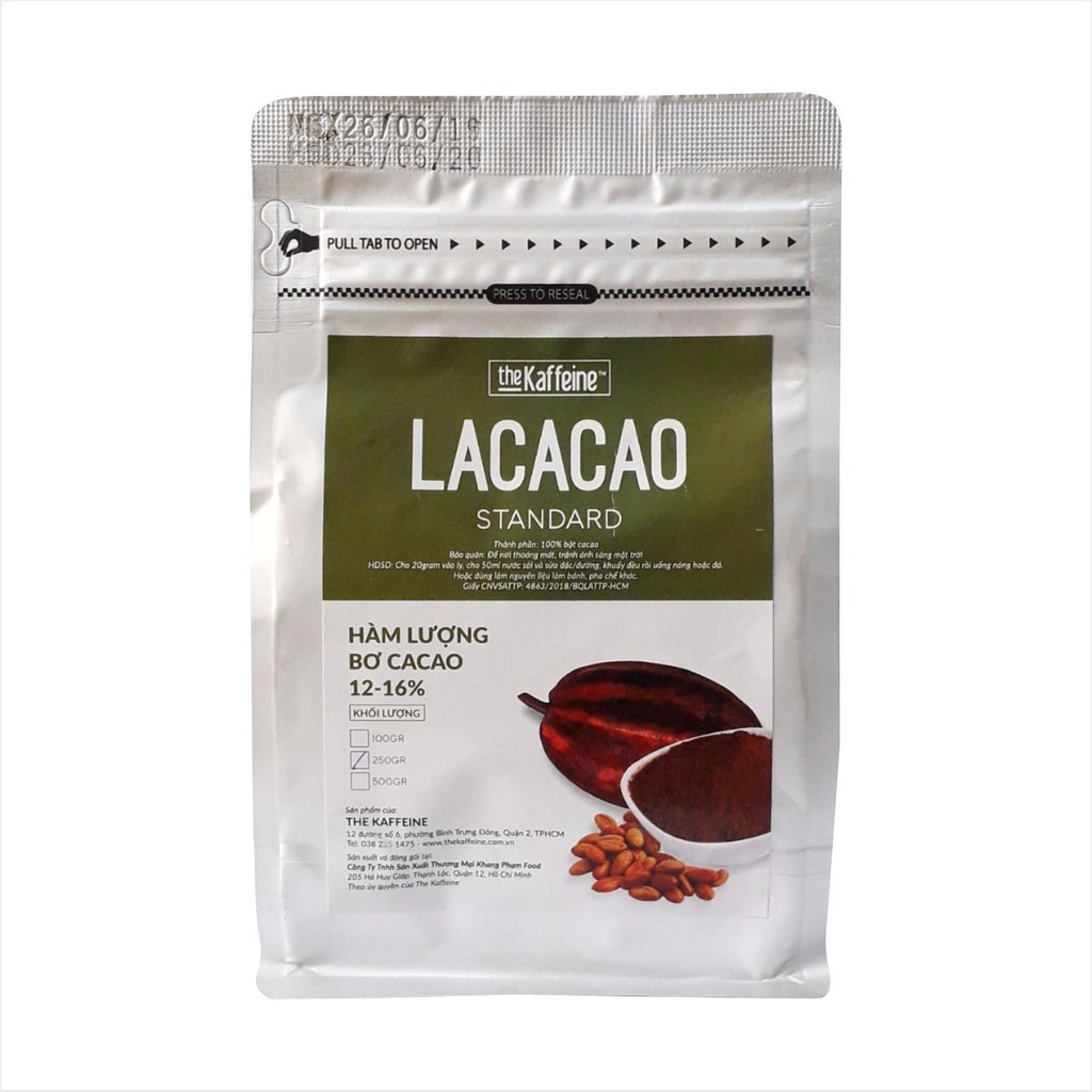 Bột Cacao Nguyên Chất LACACAO Standard 250g The Kaffeine