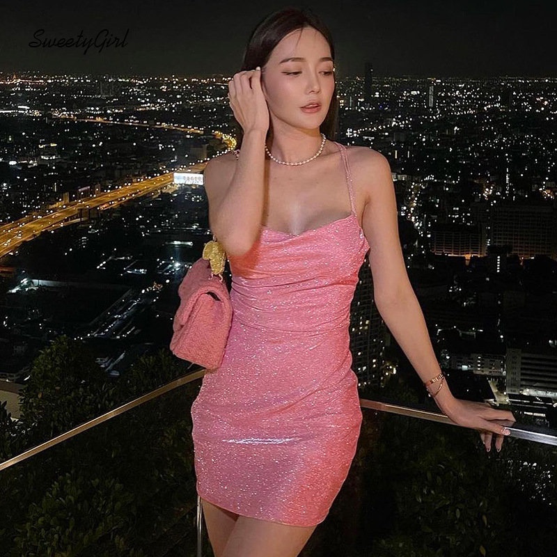 Đầm Mini Không Tay Cắt Thấp Màu Bạc Thời Trang 2022 Quyến Rũ Cho Nữ