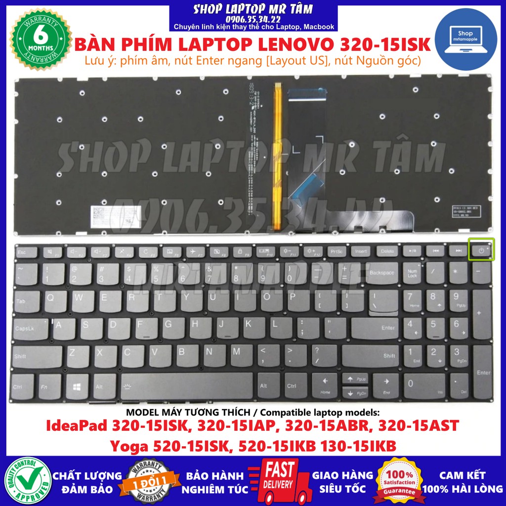 (KEYBOARD) BÀN PHÍM LAPTOP LENOVO 320-15ISK dùng cho IdeaPad 320-15ISK, 320-15IAP, 320-15ABR, 320-15AST, Yoga 520-15ISK