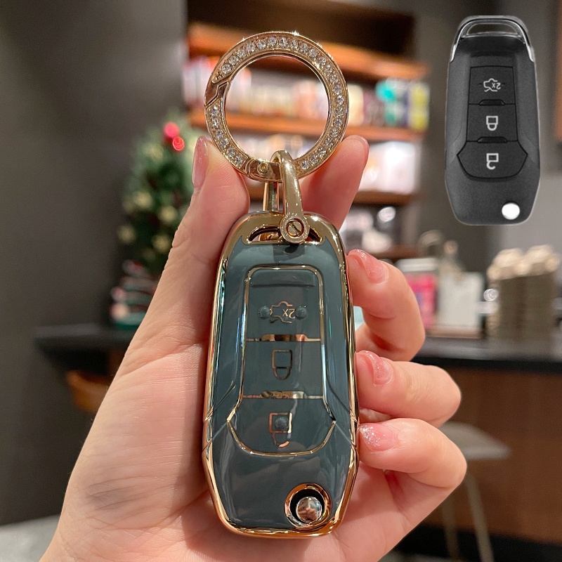 Vỏ TPU Bảo Vệ Chìa Khóa Điều Khiển Từ Xa Cho Xe Hơi Ford Fiesta Focus 2 Ecosport Kuga Escape Falcon B-Max C-Max Eco