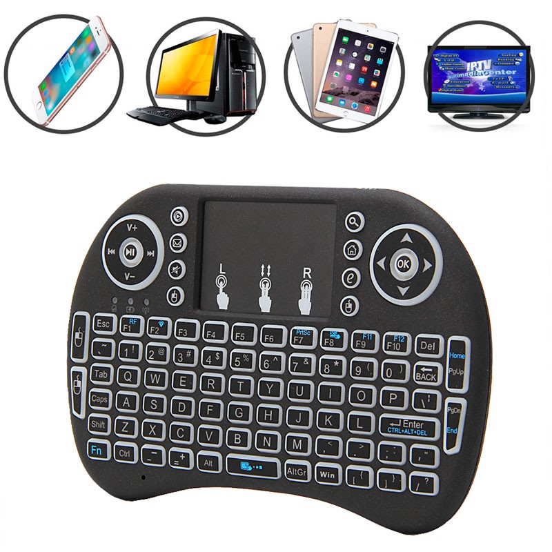 Bàn phím không dây có đèn nền mini 2.4G cho PC Pad Android TV Box