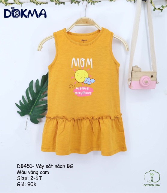 [FAFRINW05 giảm tối đa 30k đơn 150k]Váy cotton Dokma họa tiết cho bé form to 2-6T (3màu)