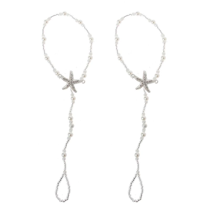 Set 2 Lắc Chân Dạng Chuỗi Hạt Ngọc Trai Thời Trang Cho Nữ