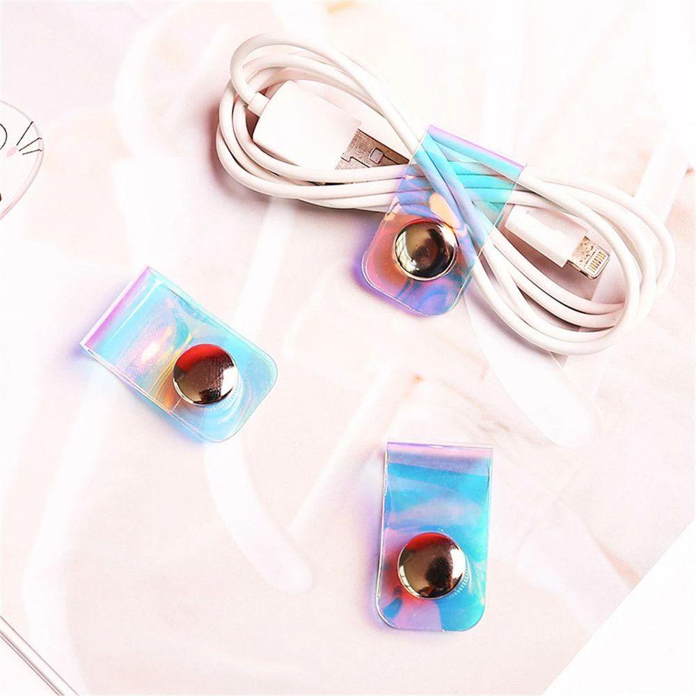 Norman Dụng Cụ Quấn Dây Cáp USB Màu Laser Trong Suốt Nhỏ Gọn Dùng Khi Đi Du Lịch