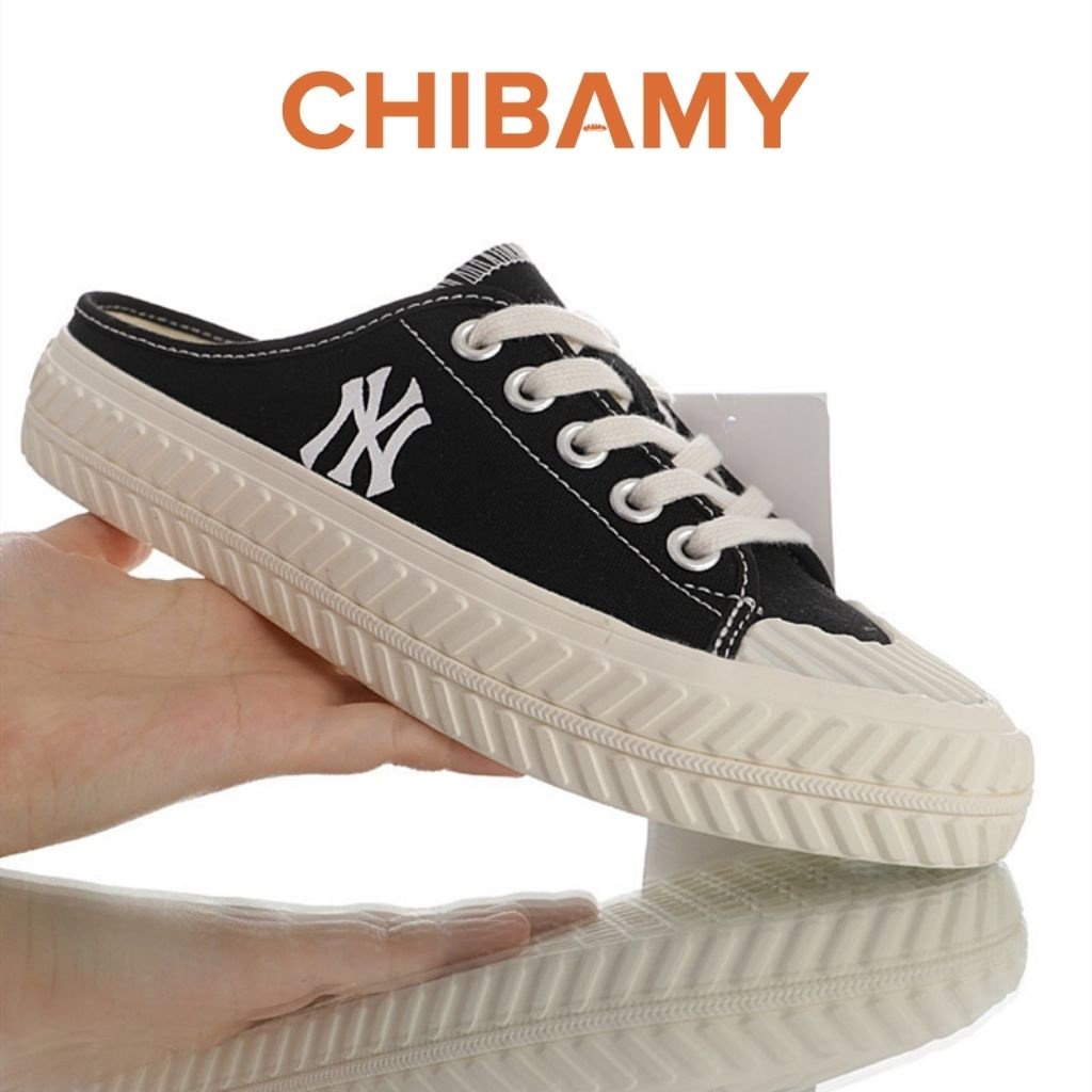 Giày Sục Thể Thao Nữ CHIBAMY Thêu chữ N , Sục bata đạp gót đế bánh mì 3cm