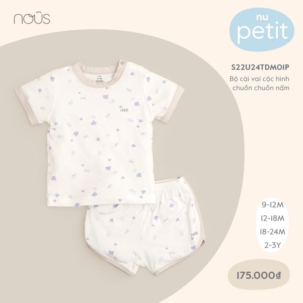 [Nous] Bộ quần áo cộc tay Nous cài vai cho bé - chất Petit mềm mại kháng khuẩn (size 3M-24M)