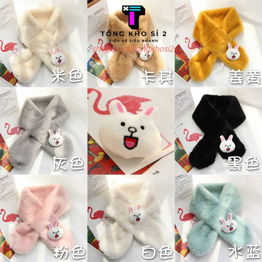 PVN24409 Khăn Quàng Cổ Lông Thỏ Gắn Họa Tiết Hình Thỏ Xinh Xắn Cho Bé Gái 1-12 Tuổi T2