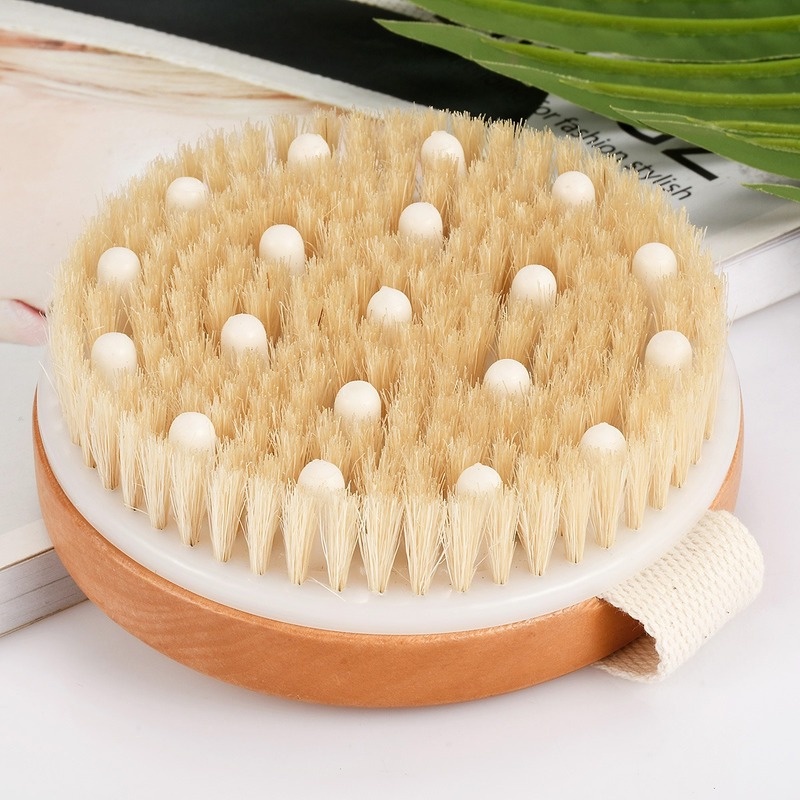 Bàn Chải Tắm Khô Và Ướt Yolika-Natural Boar Massage Tẩy Tế Bào Chết Loại Bỏ Tế Bào Chết Cho Da