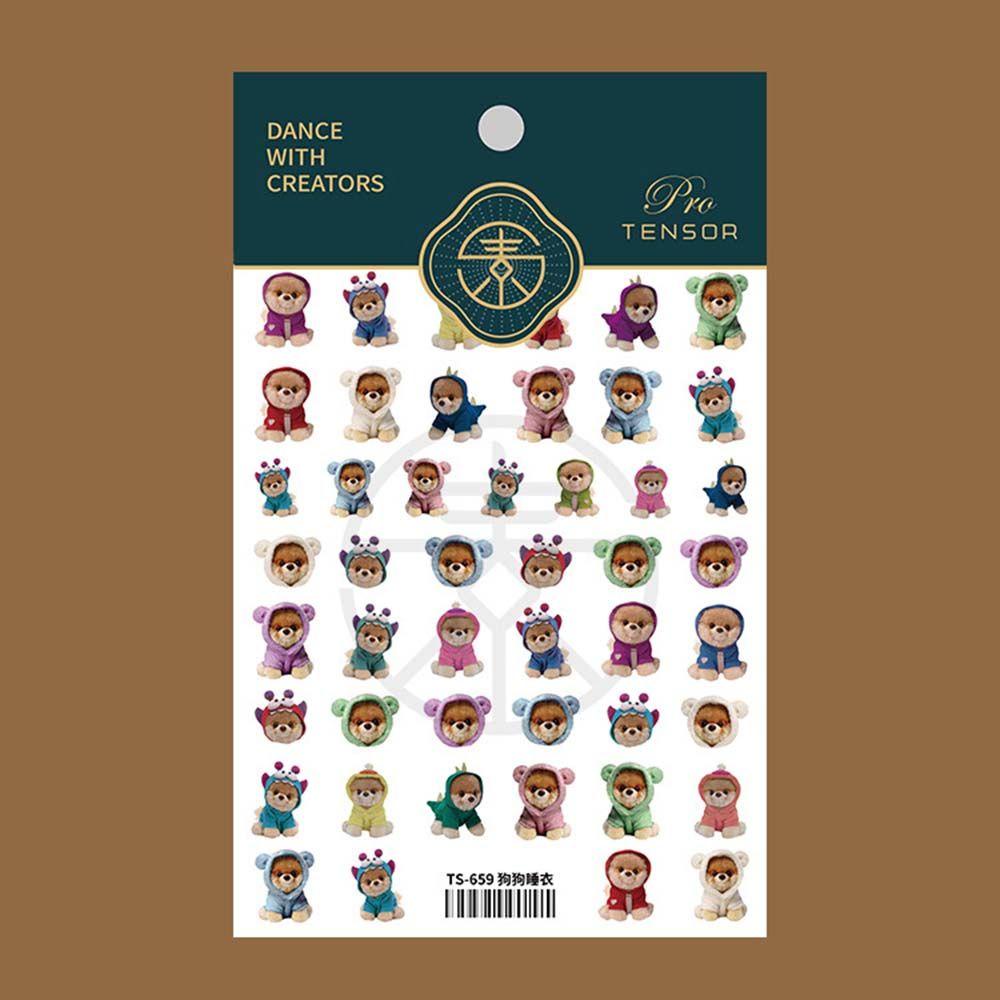 OCEANMAP Miếng Dán Trang Trí Móng Tay Hình Chú Chó Hoạt Hình Dễ Thương DIY