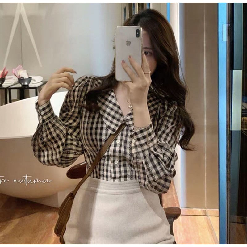 [Mã WASTUP giảm 10% tối đa 30K đơn 99K] ⚡️BÁN SỈ⚡️Áo sơ mi kẻ đen trắng dáng ngắn | BigBuy360 - bigbuy360.vn