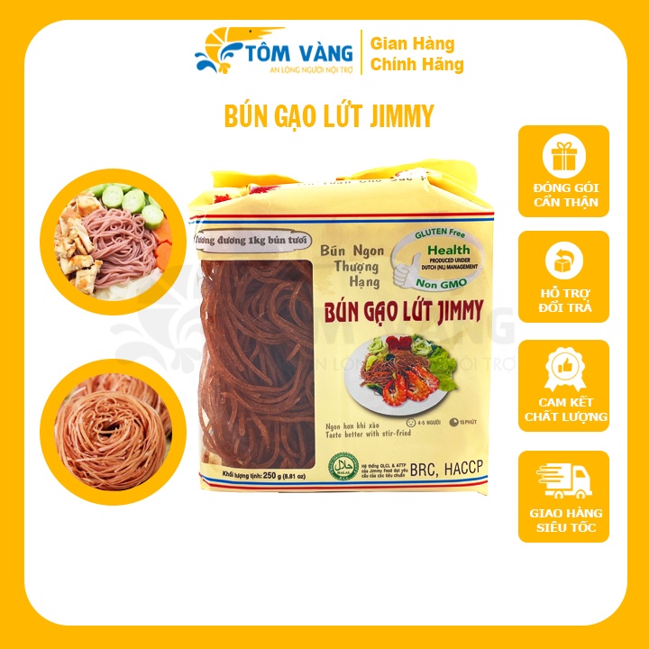Bún Gạo Lứt Jimmy - Gói 250gr -Tôm Vàng