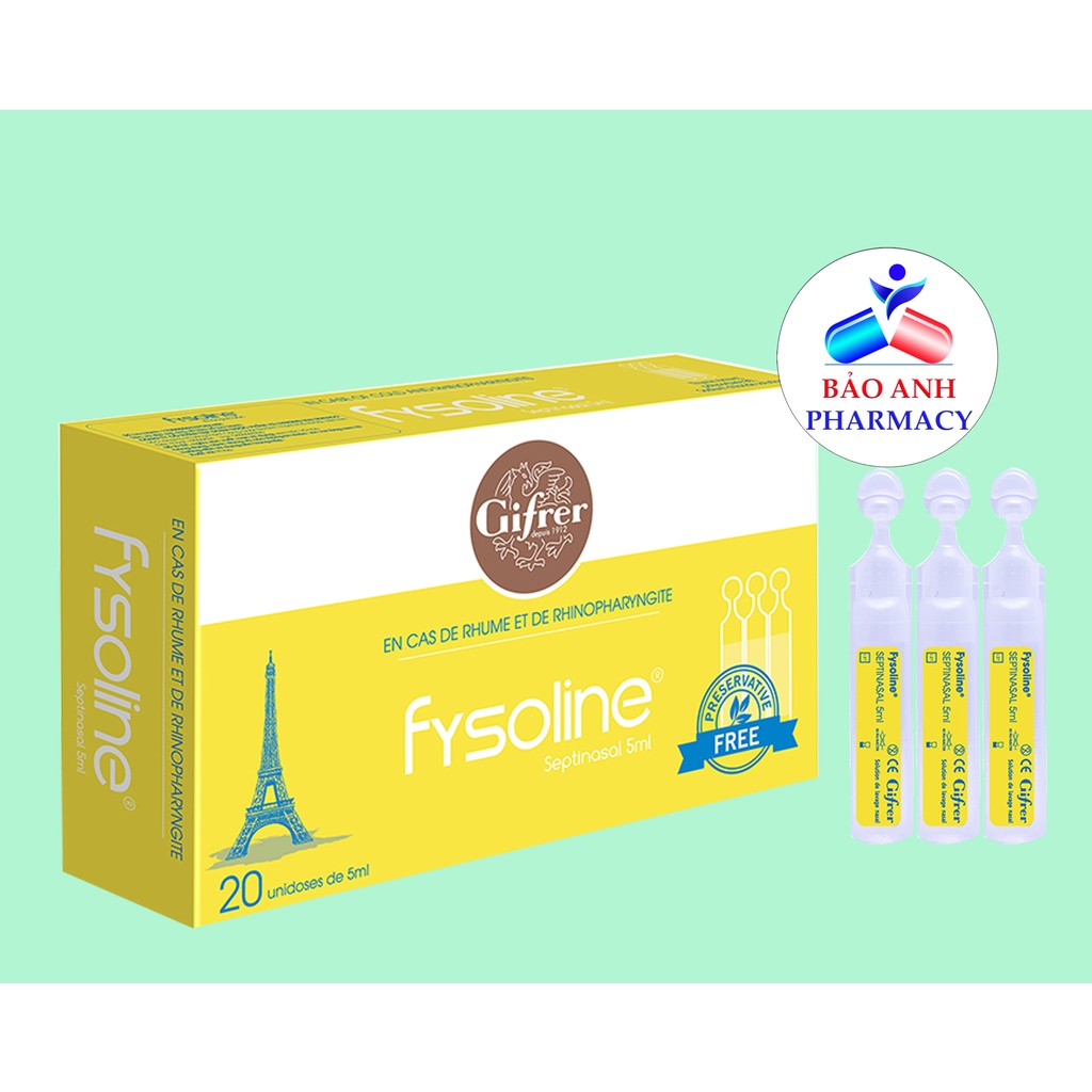 Fisoline vàng - Muối sinh lý nhỏ mũi của Pháp - Hộp 20 ống 5ml