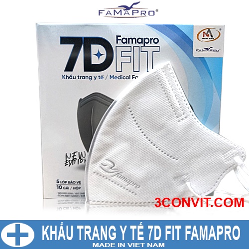 Hộp 10 chiếc khẩu trang y tế 5 lớp 7D FIT FAMAPRO