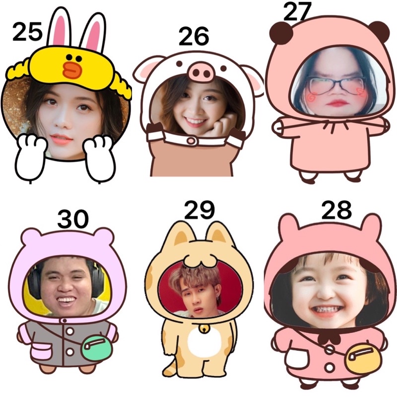 Sticker/ hình dán in ghép mặt theo yêu cầu 15 ảnh / ảnh Sticker ghép mặt đặt in