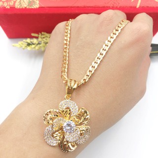 Dây chuyền nữ khoen lật mặt hoa xoáy đính đá thiết kế bền màu cao cấp Nora D403