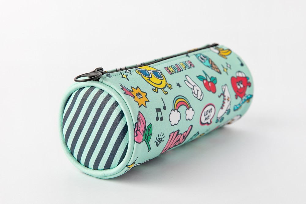 Hộp Đựng Bút ARTBOX Hàn Quốc Hình Ống Tròn Màu Xanh Bạc Hà In Hình Biểu Tượng Cảm Xúc