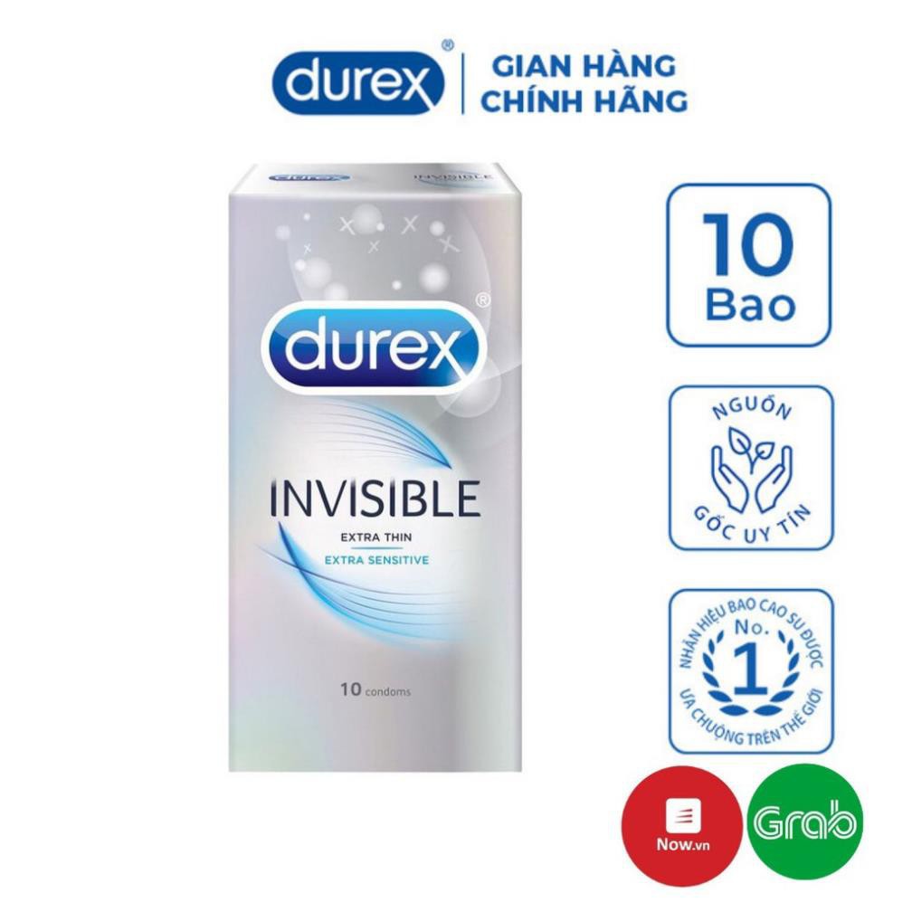 Bao cao su Durex Invisible Extra Thin hộp 10 chiếc siêu mỏng bcs tàn hình Sói.official