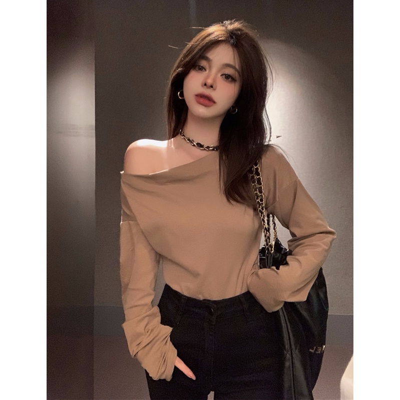 Áo Thun Nữ Tay Dài Lệch Vai Thời Trang