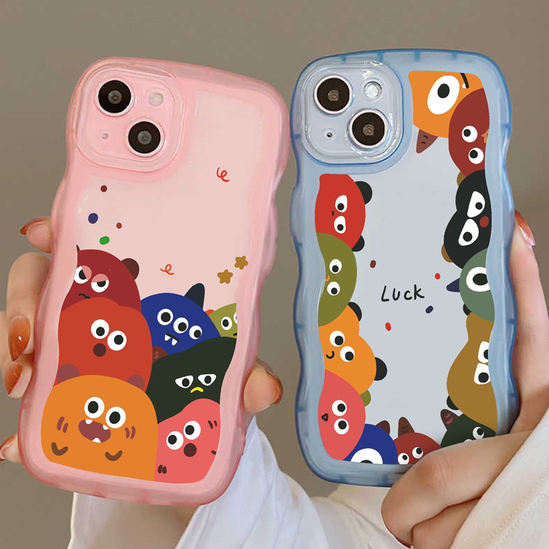 Suntaiho Ốp lưng iphone  Ốp điện thoại  trong suốt họa tiết quái vật hoạt hình thích hợp cho iPhone 11 12 13 Pro XS XR 7 8 Plus