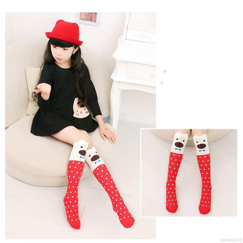Vớ cotton đáng yêu cao cổ họa tiết động vật cho bé gái