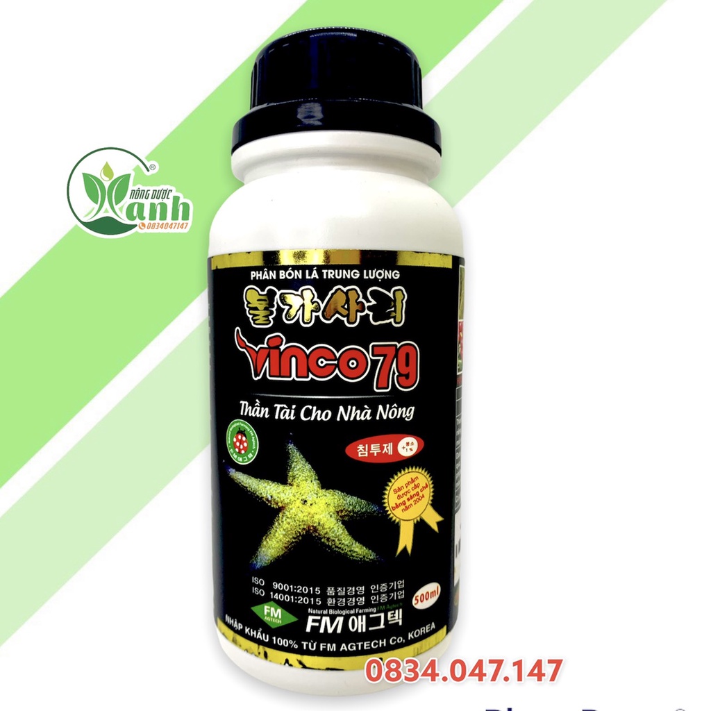 Phân bón Hữu Cơ VINCO79 500ml - giúp tăng khả năng thụ phấn, lớn trái, cây xanh dày lá, bền cây