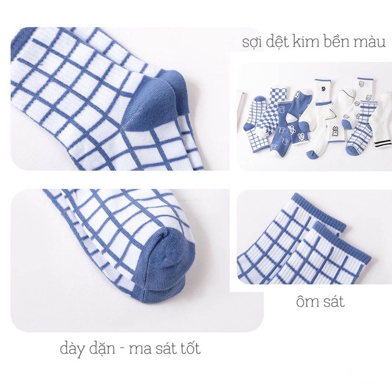 Tất vớ nữ cổ cao trắng nhiều họa tiết hoạt hình dễ thương xinh xắn phong cách Hàn Quốc thích hợp mùa hè ABICA TD039